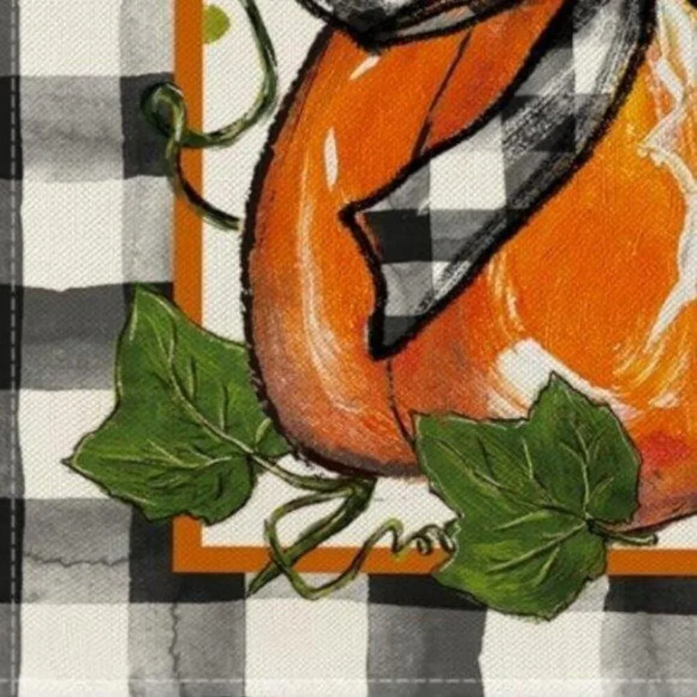 Pumpkin Table Runner Long Plaid Decorative Cloth Fall Thanksgiving Decor 13x120